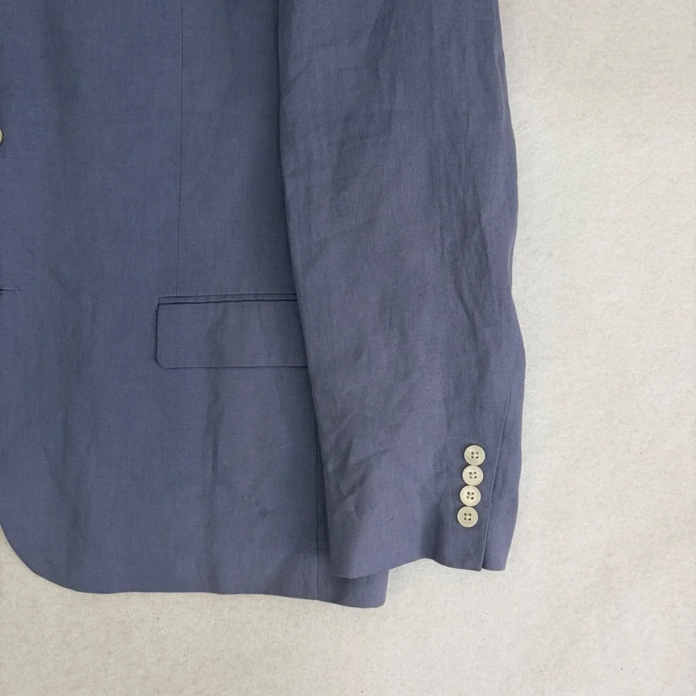 Lauren Ralph Lauren Blazer Jacket Mens 48R Blue 100% Linen 2-Button Sport Coat